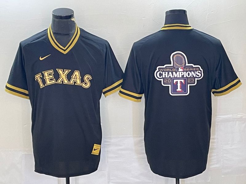 Men Texas Rangers Blank Black Game Nike 2023 MLB Jersey style 2